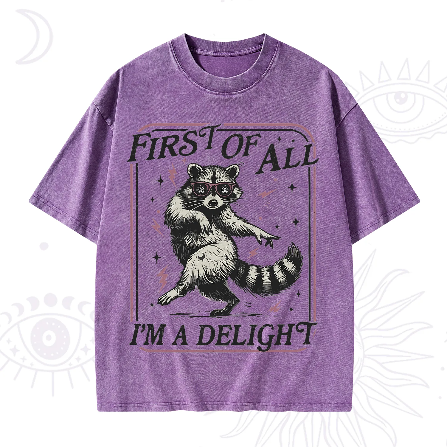 Purplehecate First Of All I'm A Delight Racoon Washed T-Shirt