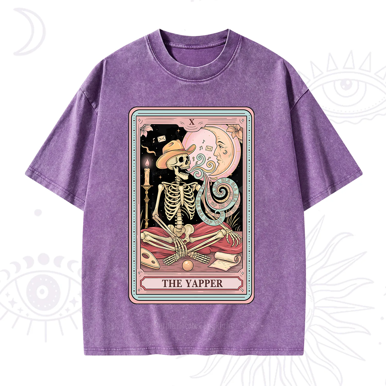 Purplehecate The Skeleton Yapper Tarot Washed T-Shirt