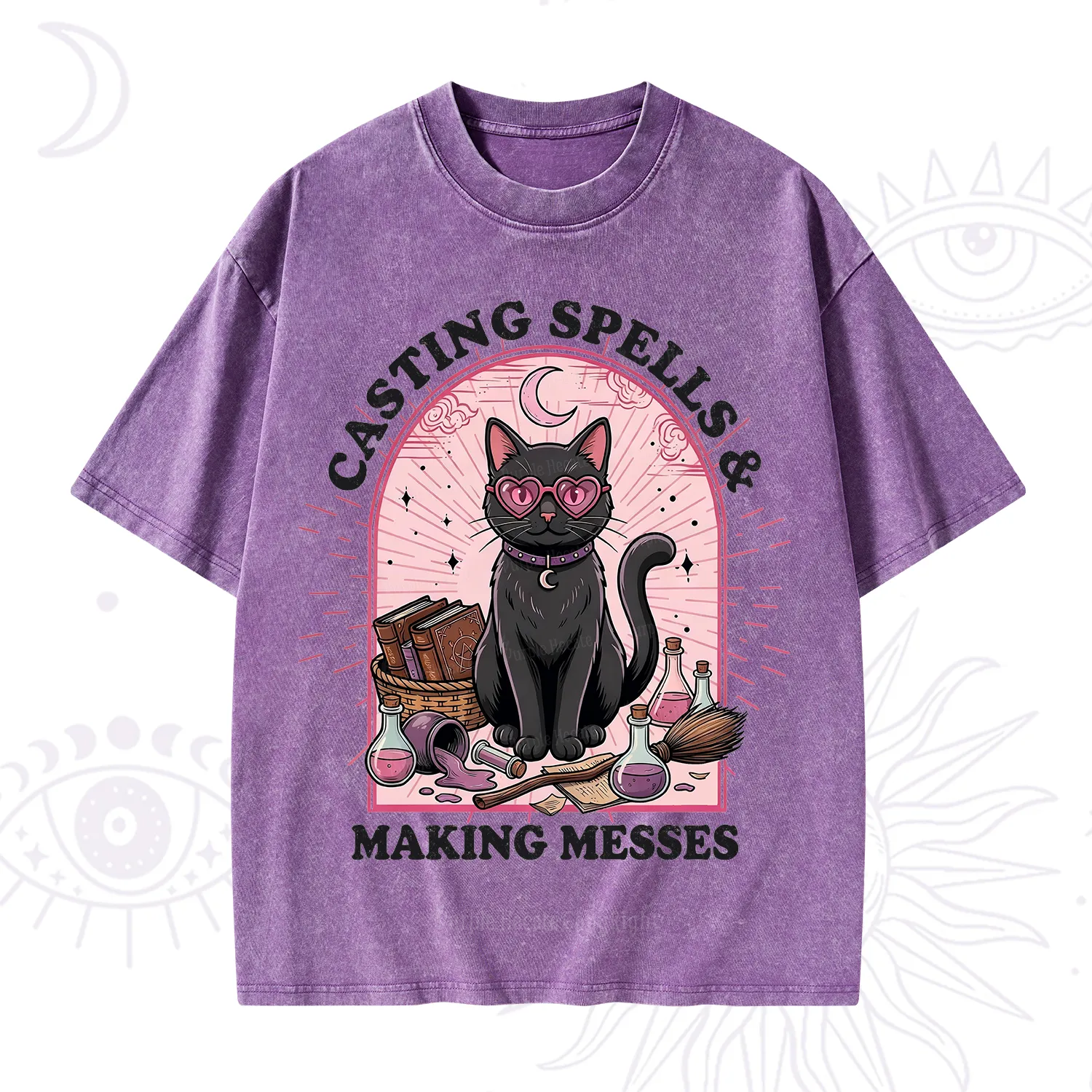 Purplehecate Casting Spells Making Messes Cat Washed T-Shirt