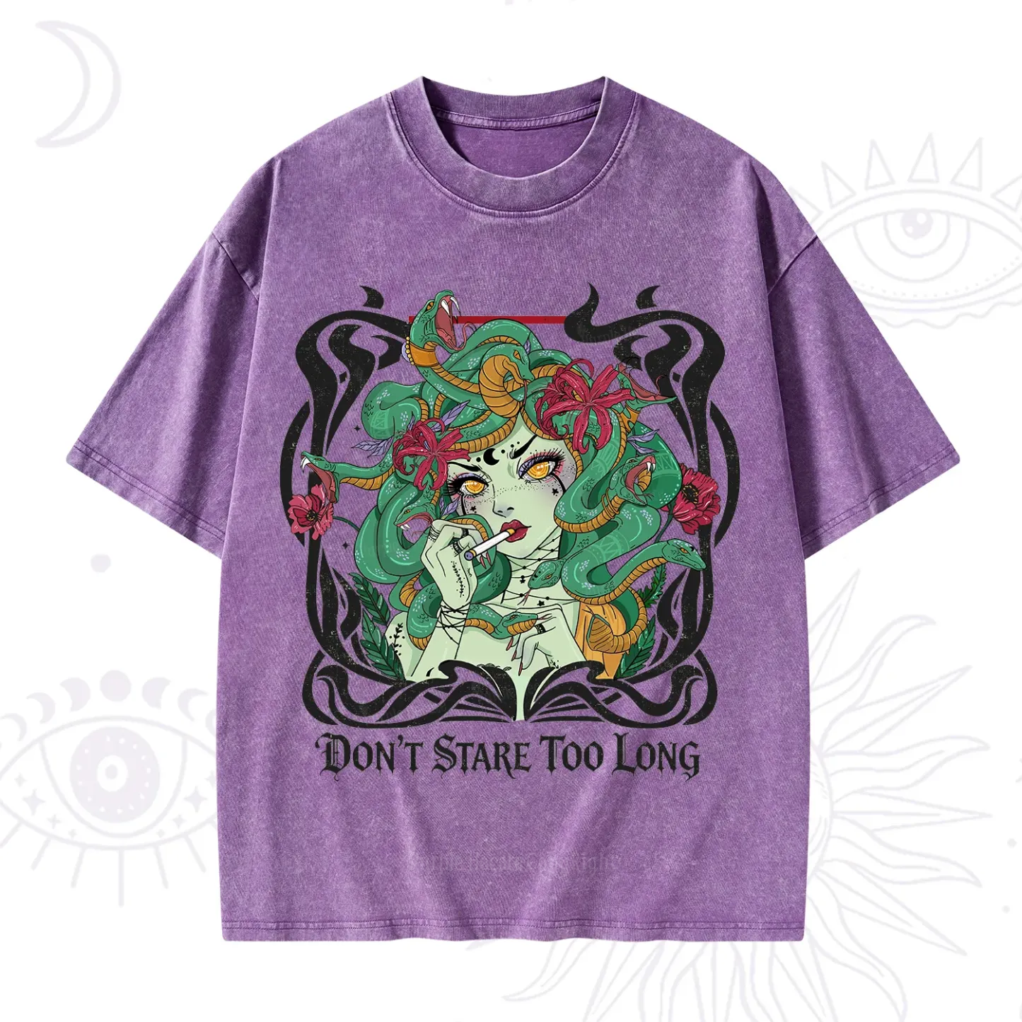 Purplehecate Don't Stare Too Long Washed T-Shirt