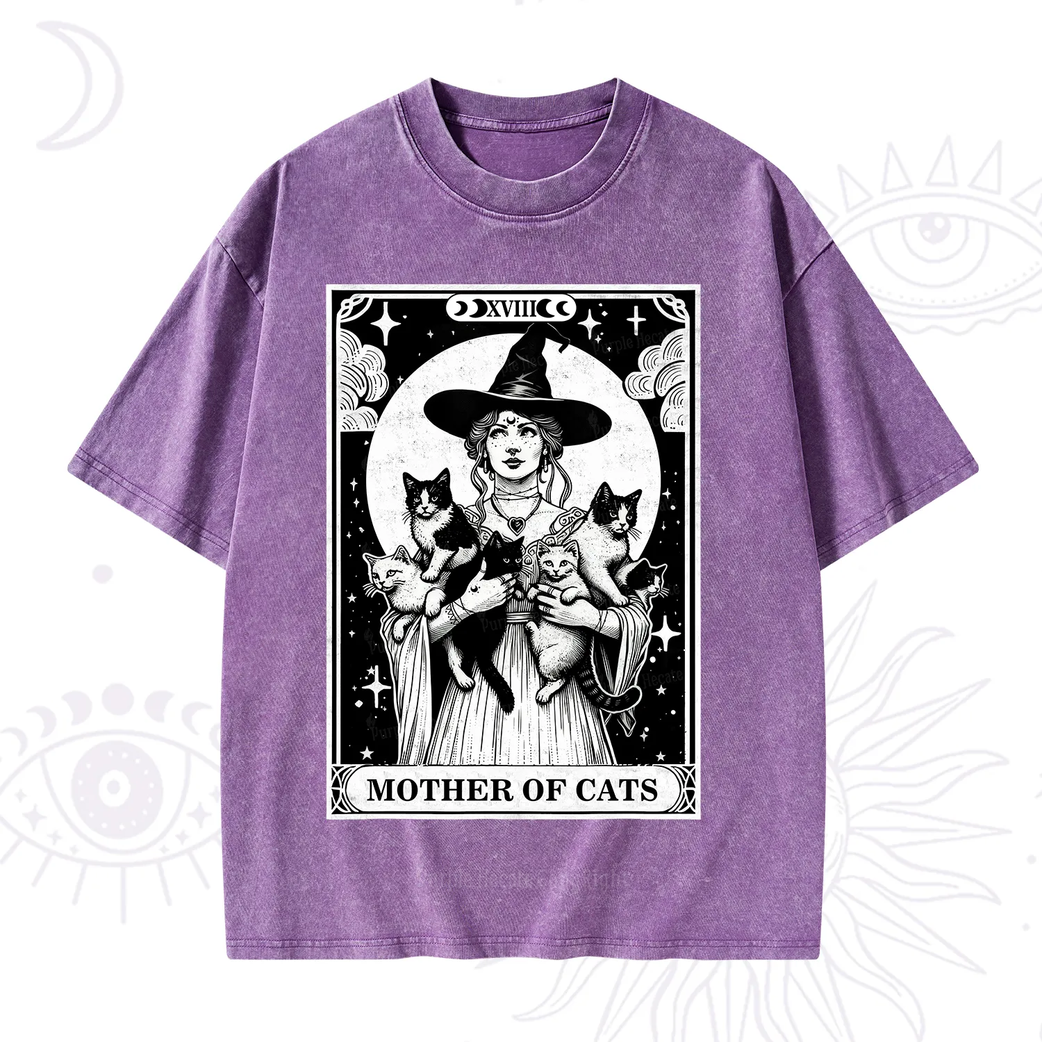 Purplehecate The Mother of Cats Tarot Washed T-Shirt