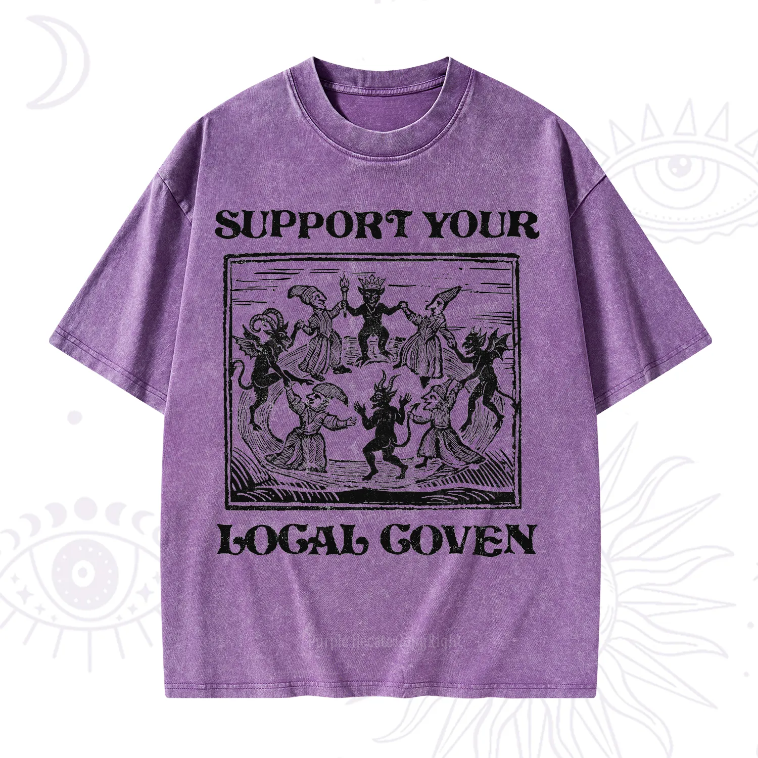Purplehecate Support Your Local Coven Washed T-Shirt