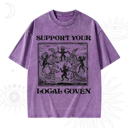Purplehecate Support Your Local Coven Washed T-Shirt