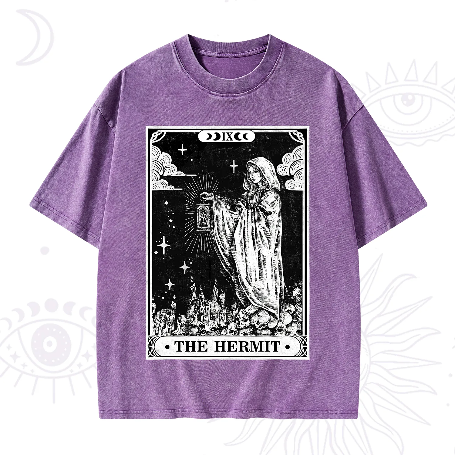 Purplehecate The Hermit Goddess Tarot Card Washed T-Shirt