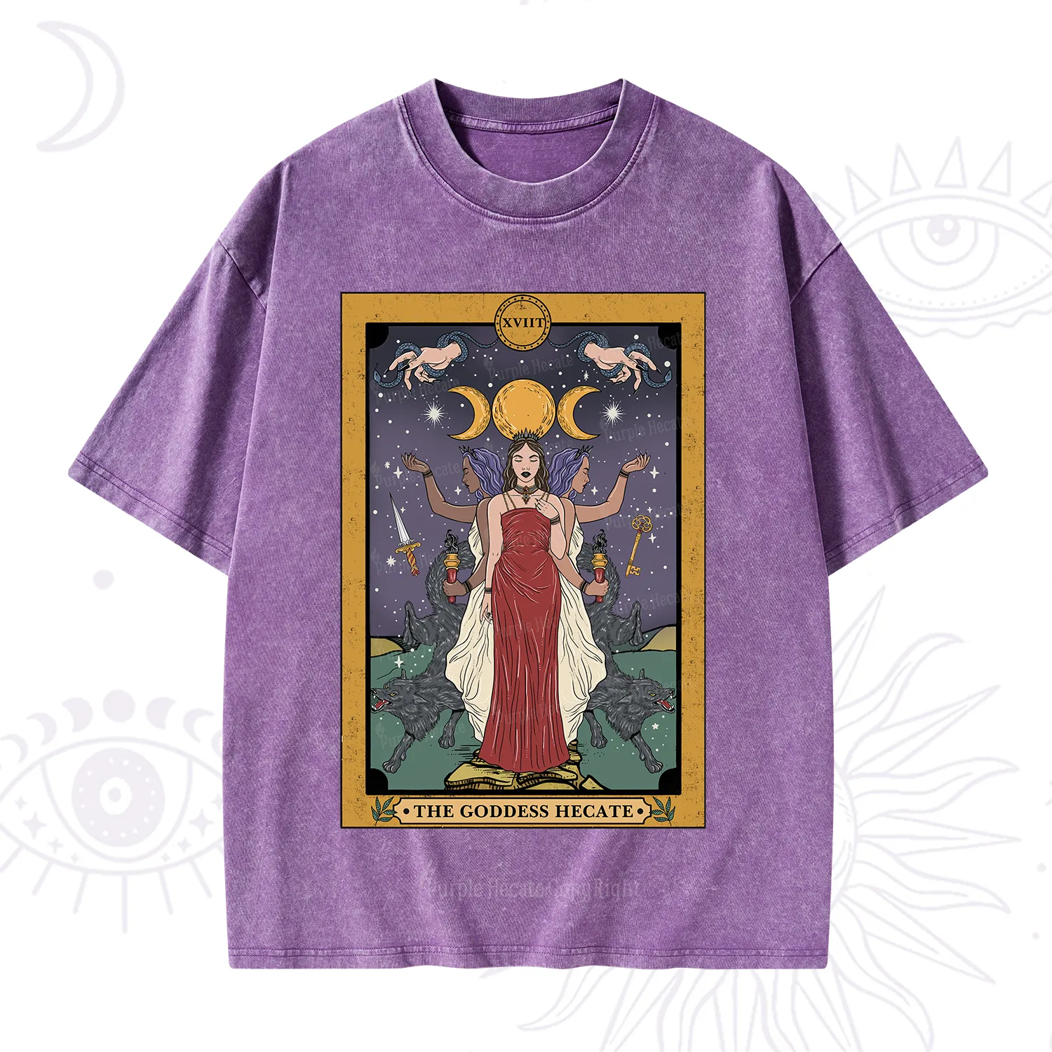 Purplehecate The Goddess Hecate Tarot Washed T-Shirt