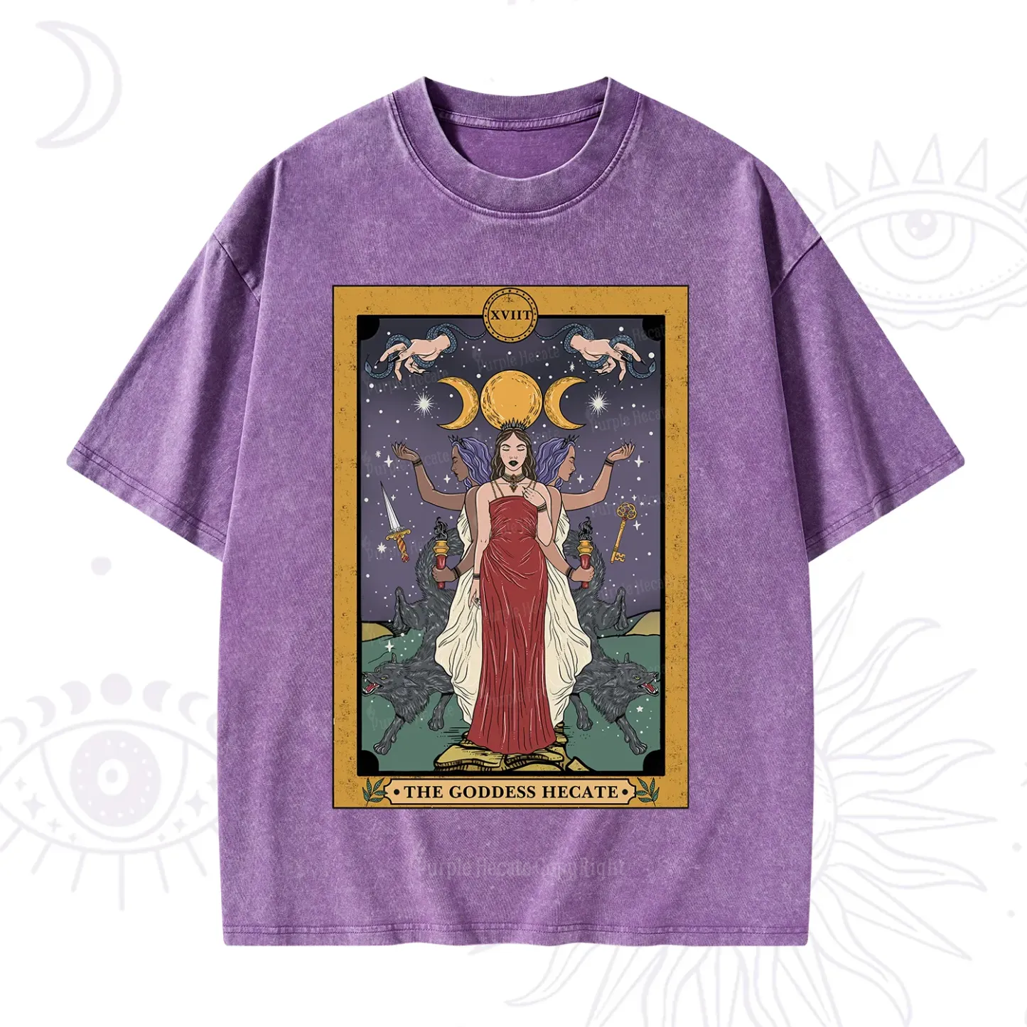 Purplehecate The Goddess Hecate Tarot Washed T-Shirt