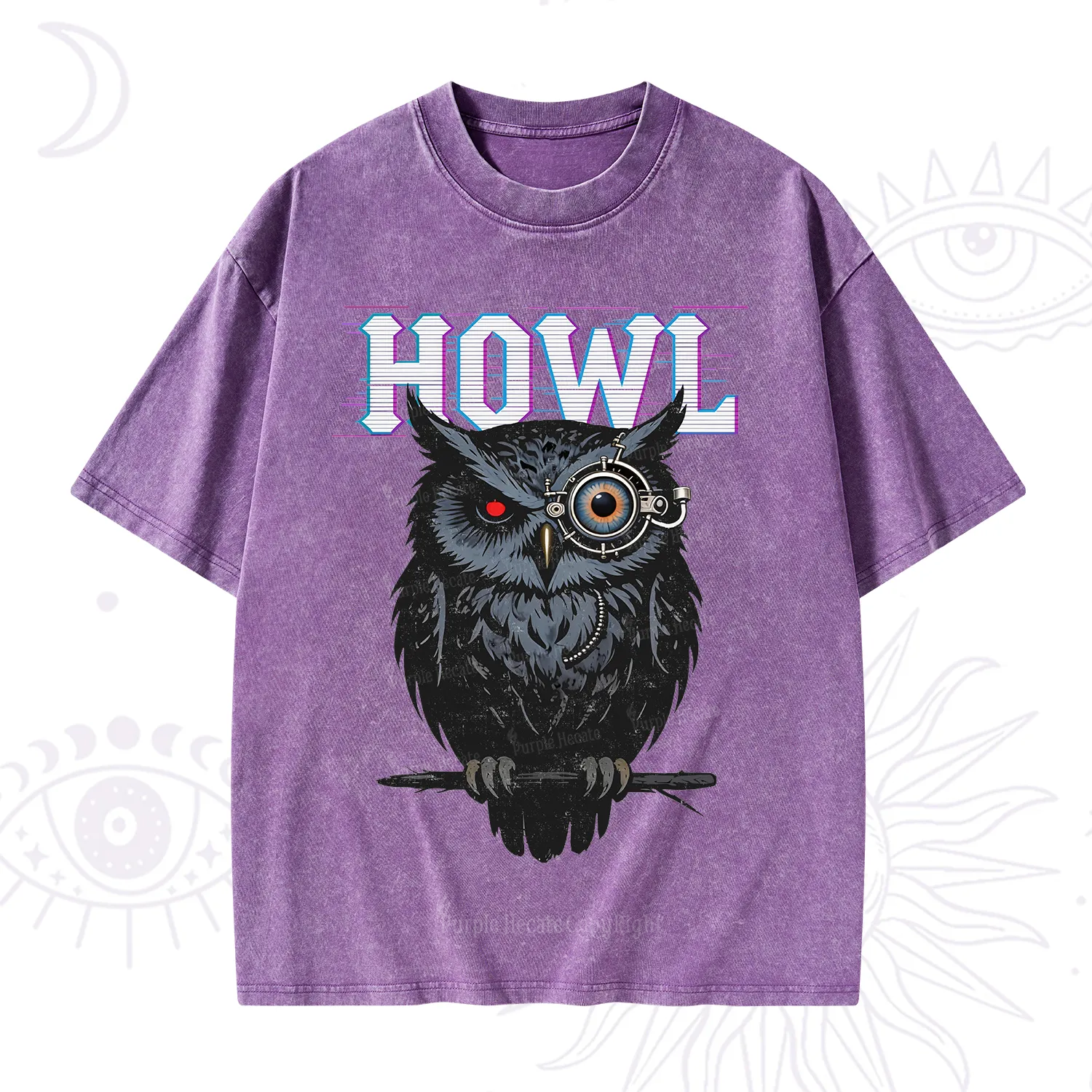 Purplehecate Howl Owl Washed T-Shirt