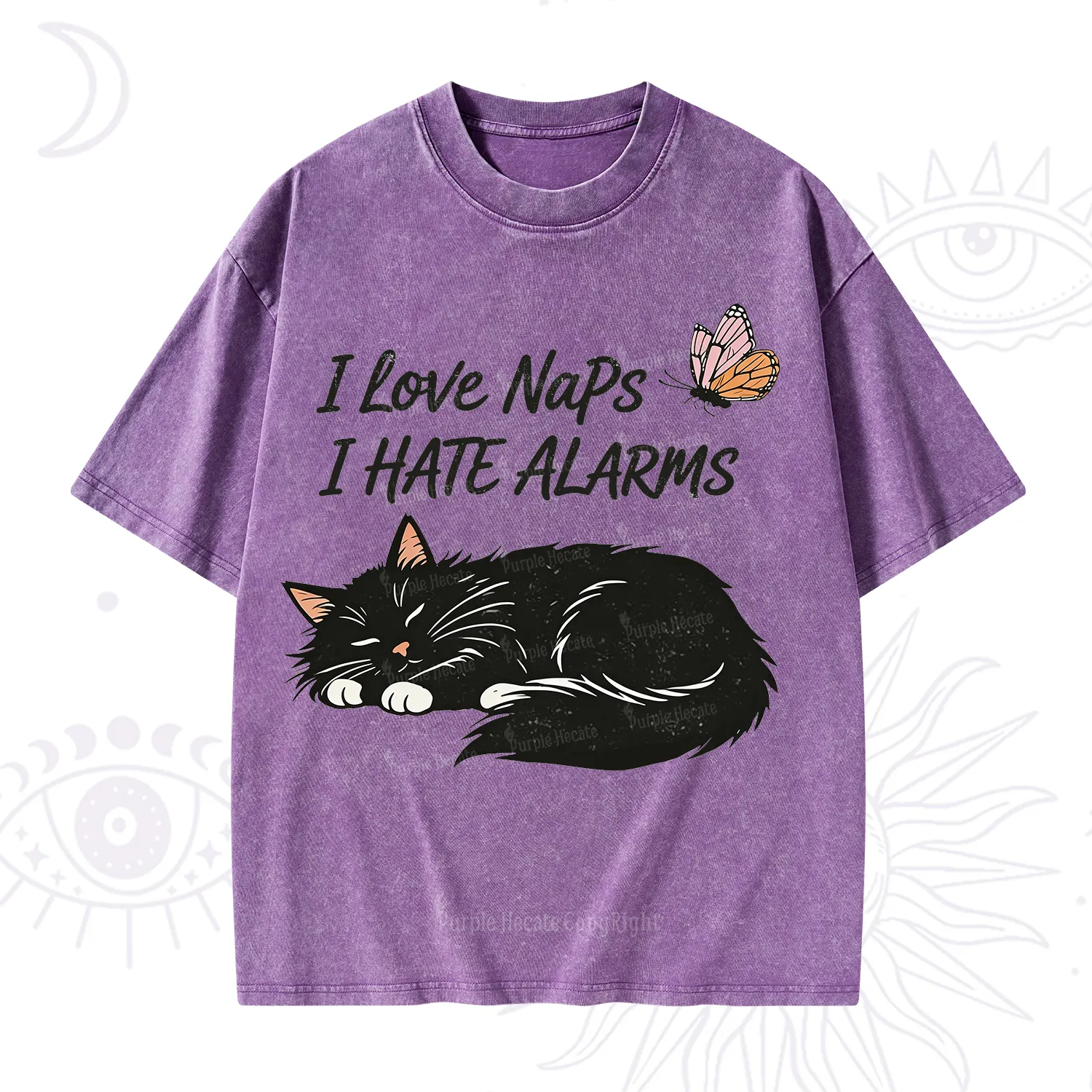 Purplehecate I Love Naps I Hate Alarms Washed T-Shirt
