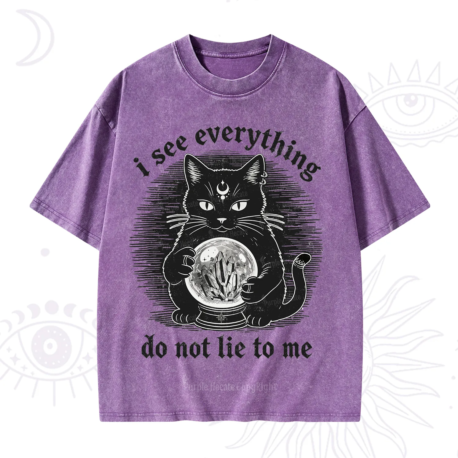 Purplehecate All Seeing Cat Washed T-Shirt