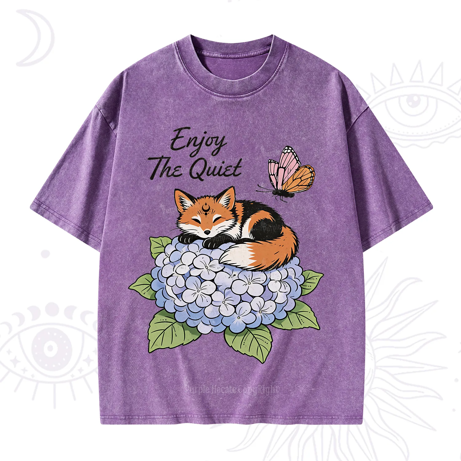 Purplehecate Enjoy The Quiet Fox Washed T-Shirt