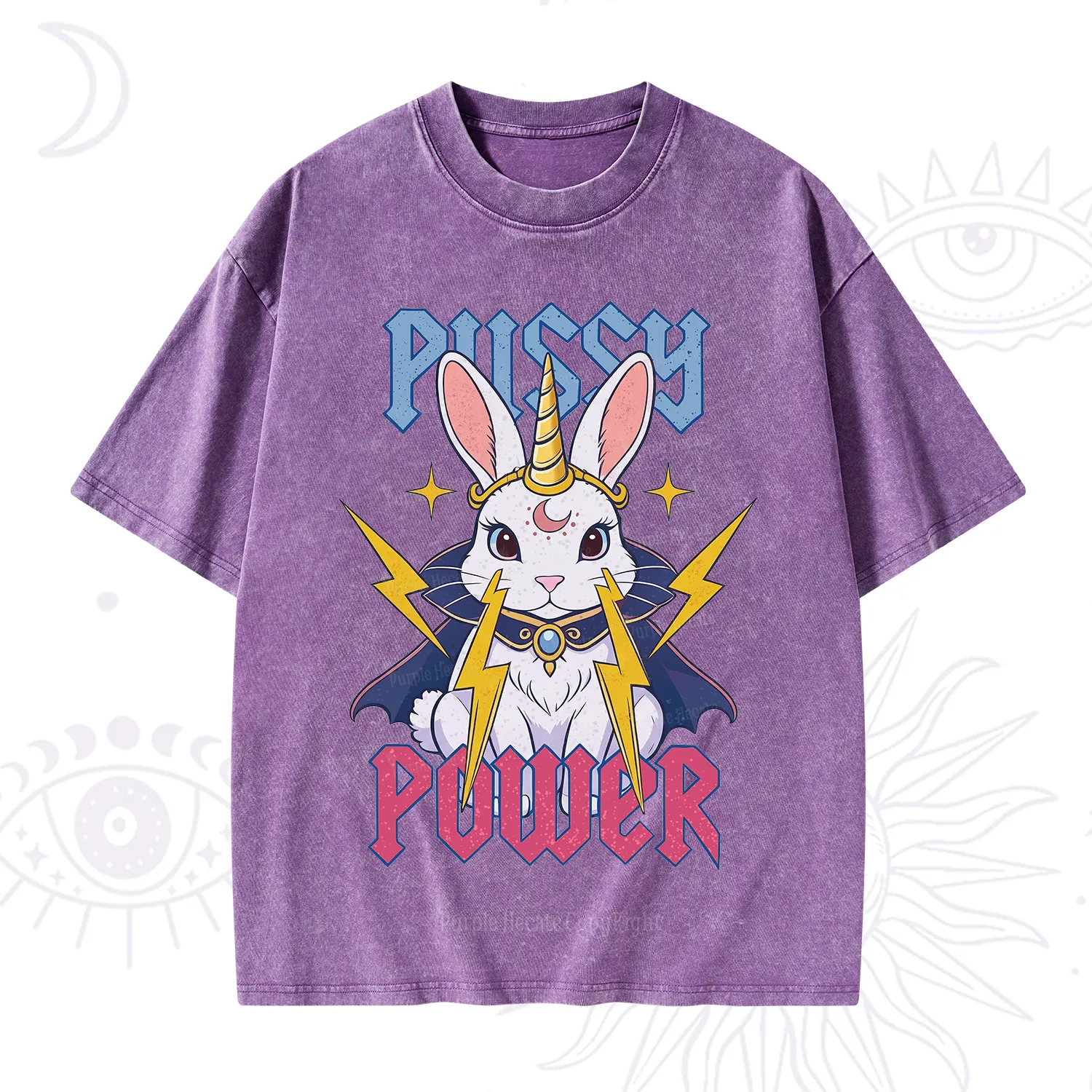Purplehecate Pussy Power Magic Bunny Washed T-Shirt