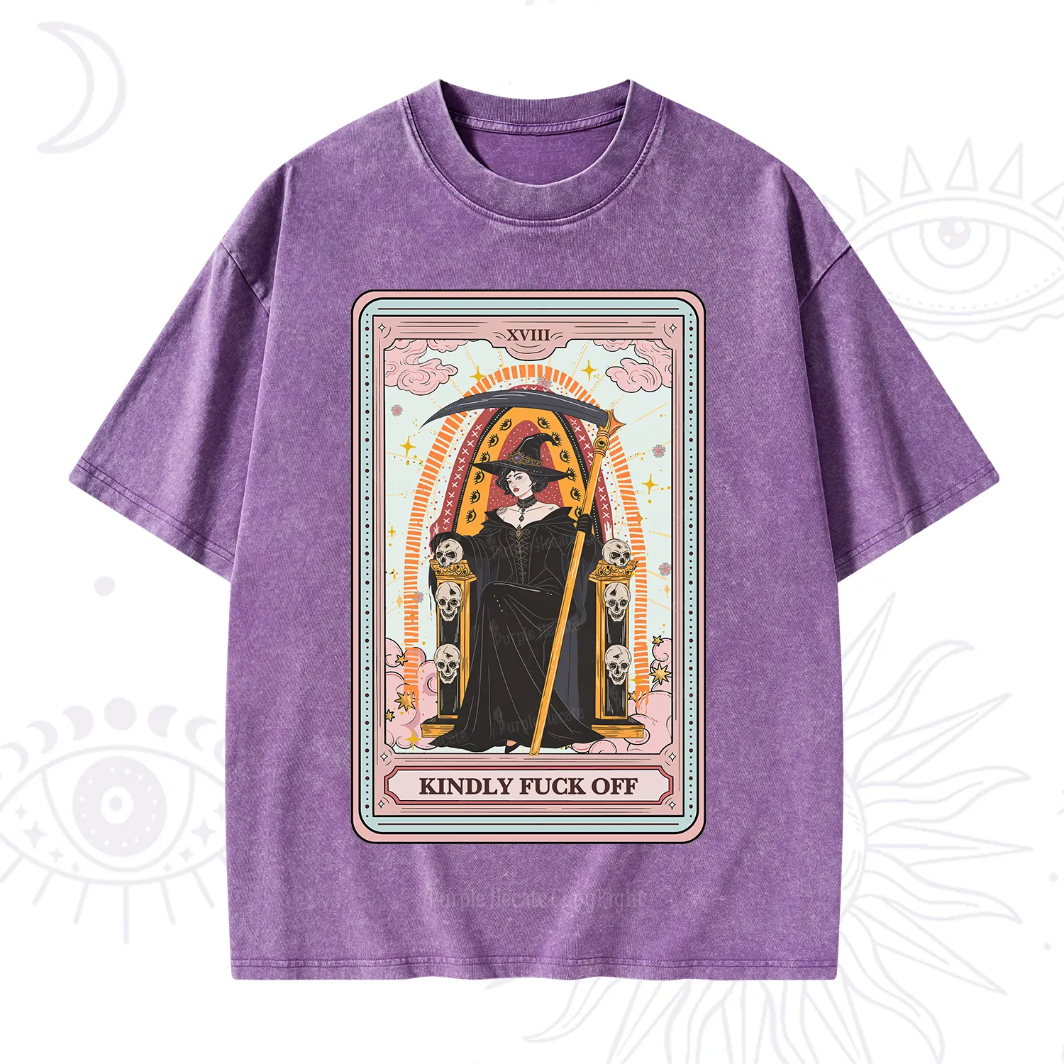 Purplehecate The Kindly Fuck Off Tarot Washed T-Shirt