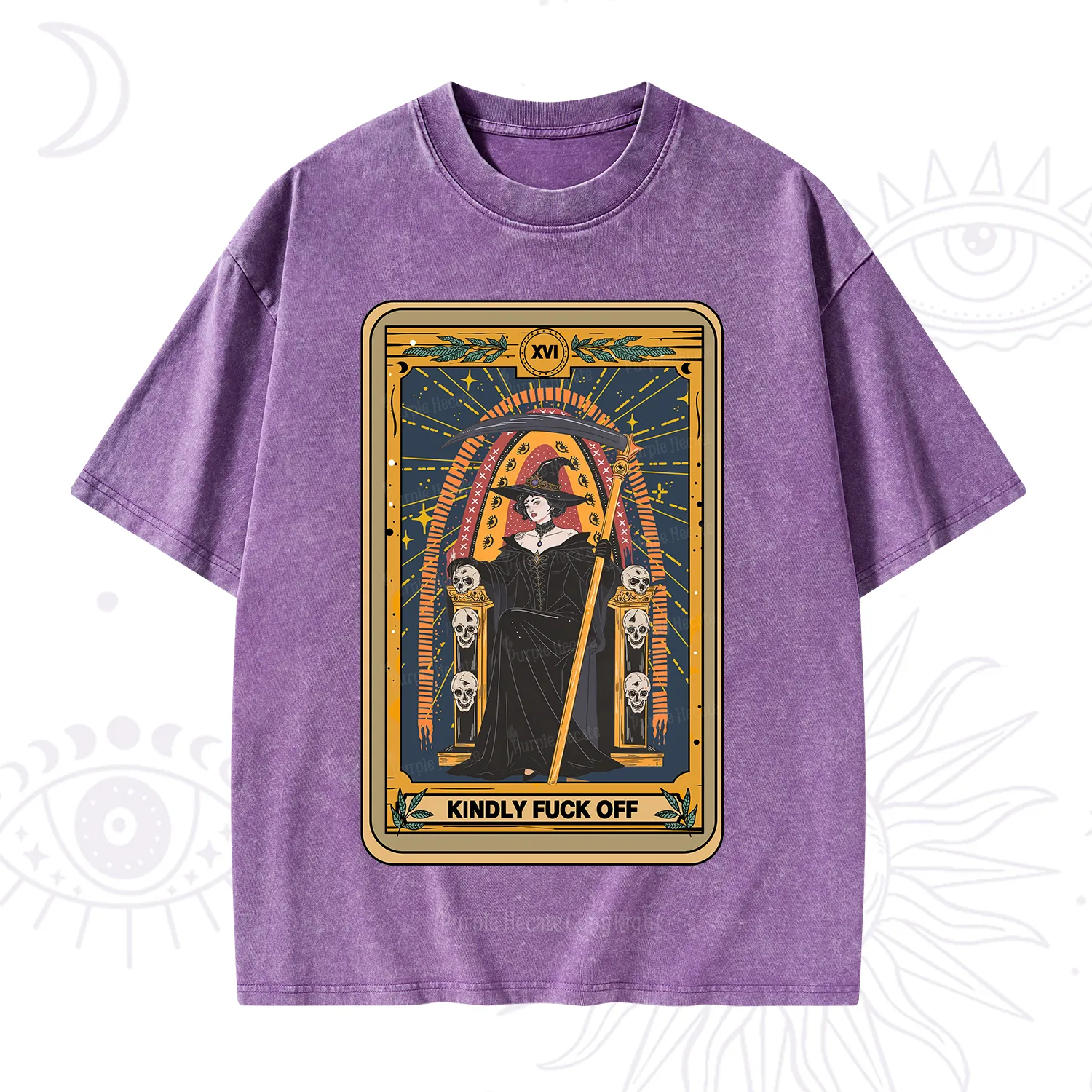Purplehecate The Kindly Fuck Off Tarot Washed T-Shirt