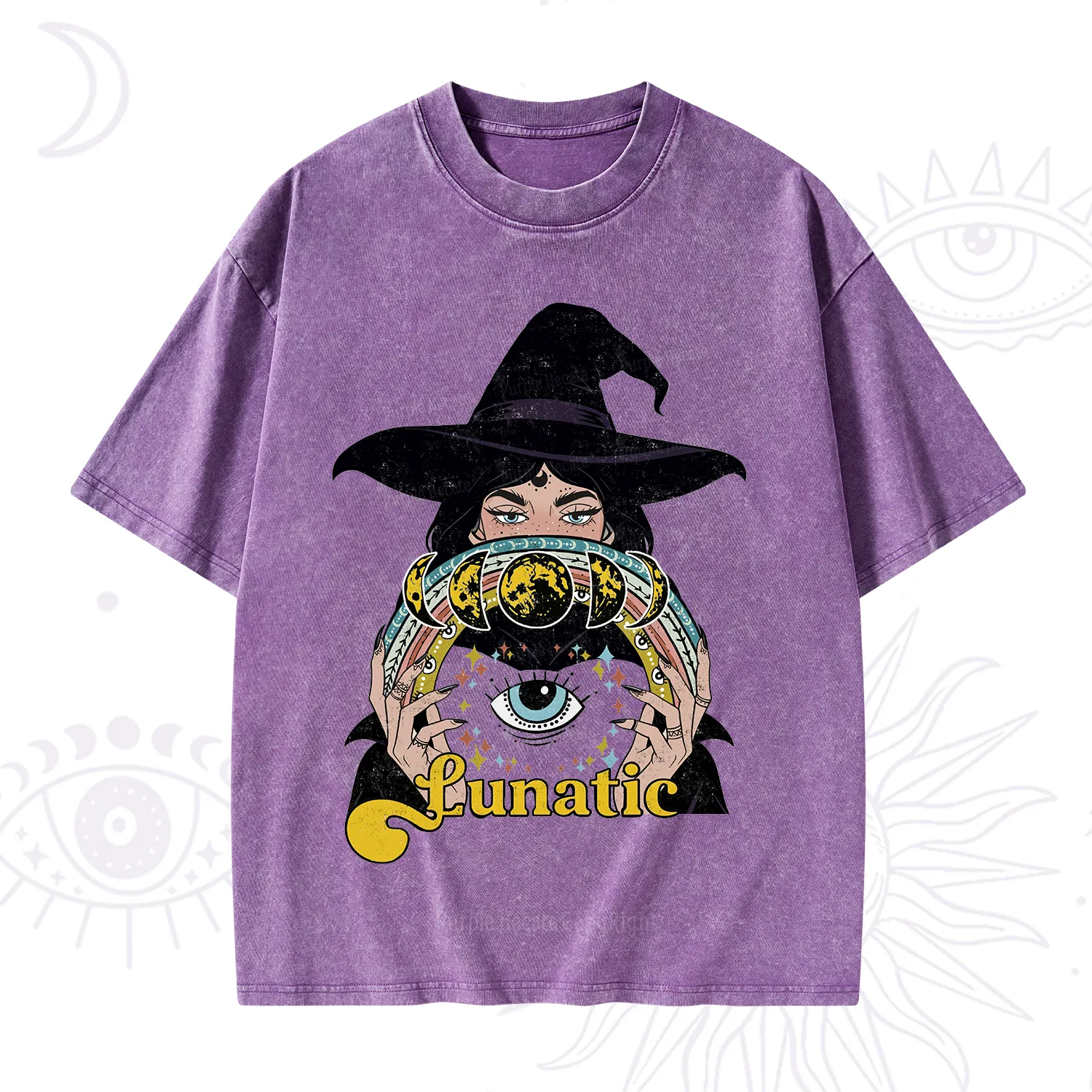 Purplehecate Witch of the Lunatic Moon Phase Washed T-Shirt