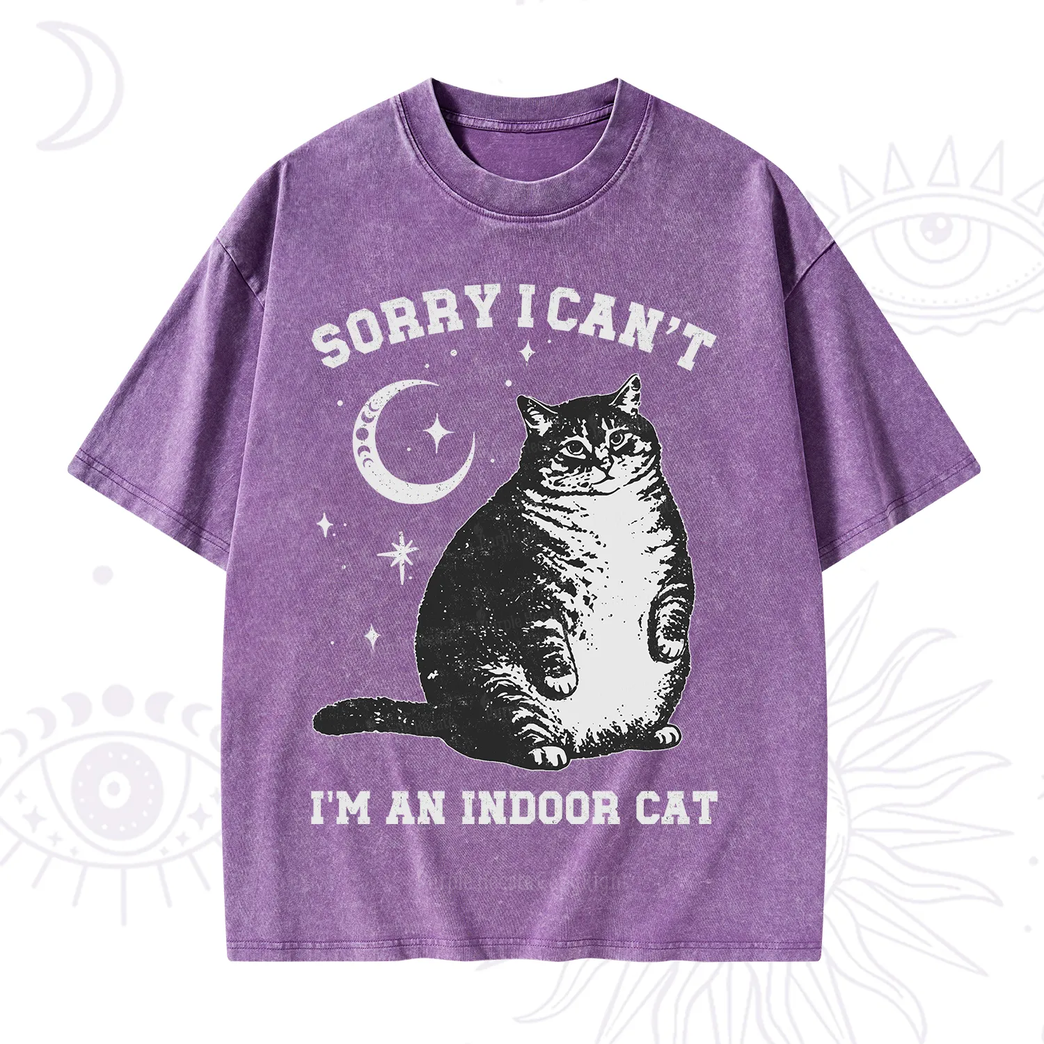 Purplehecate Sorry I Can't Go I'm an Indoor Cat Washed T-Shirt