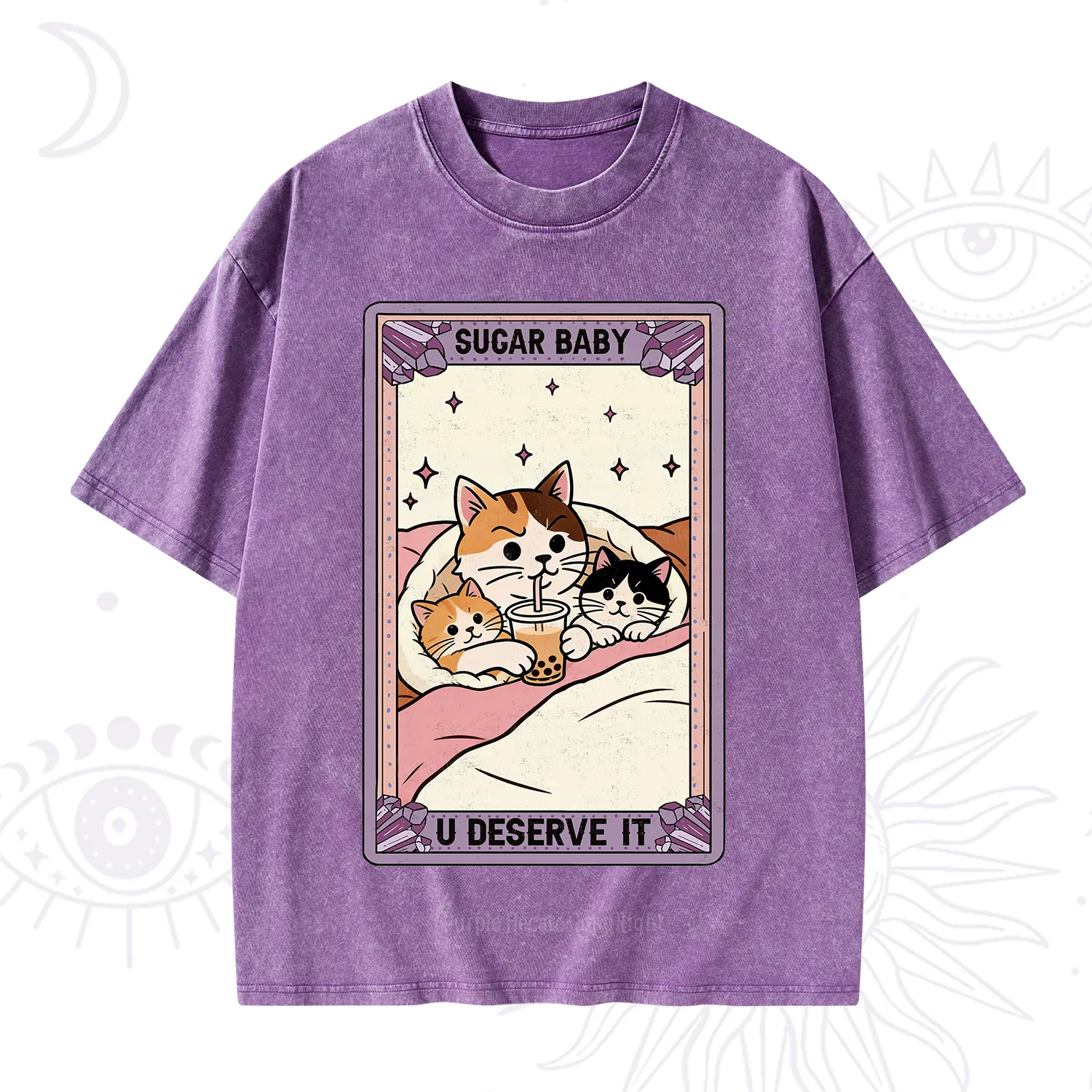 Purplehecate The Sugar Baby Cat Tarot Washed T-Shirt