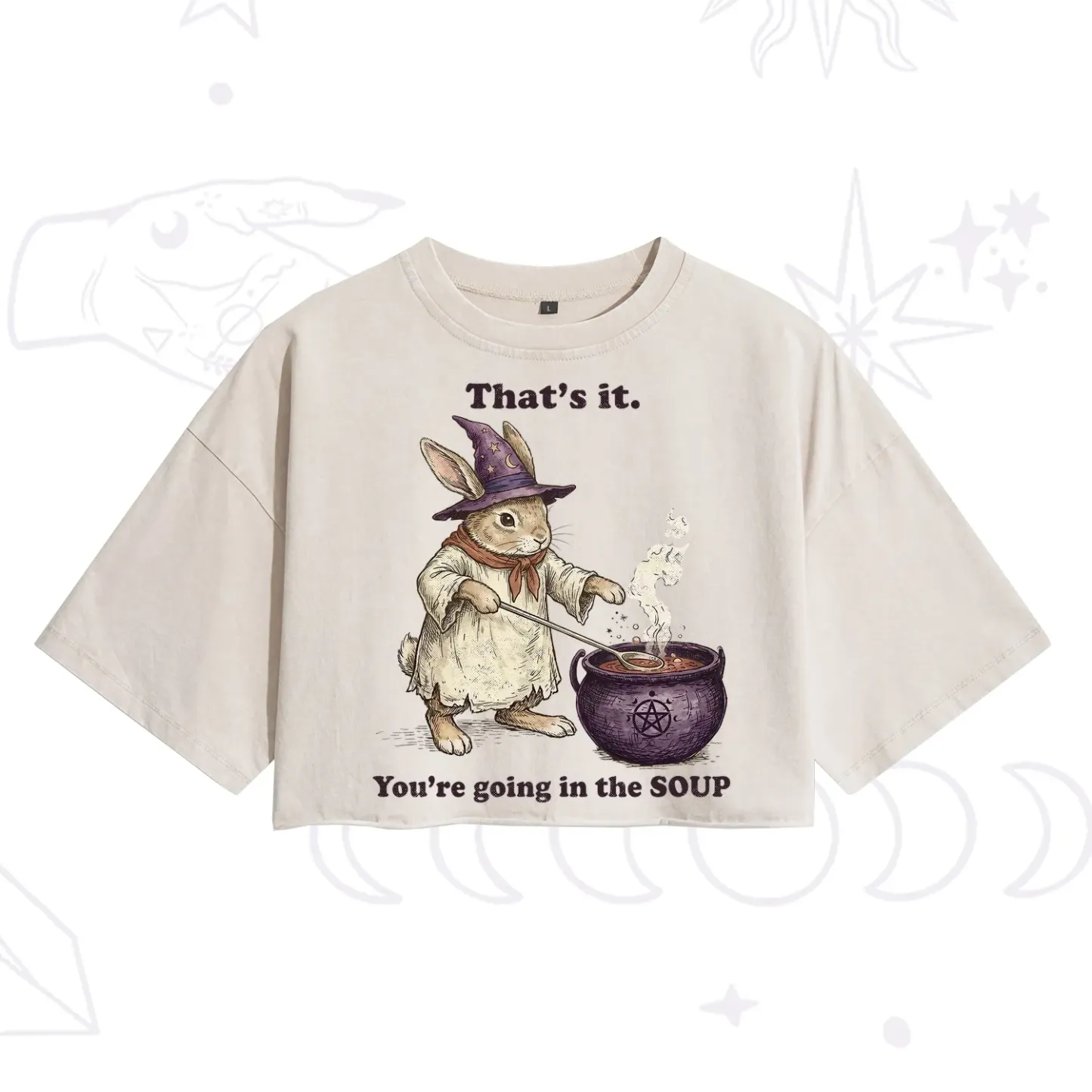 Purplehecate That's It You're Going in the Soup Witch Bunny Washed Cropped T-Shirt