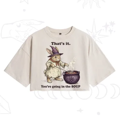 Purplehecate That's It You're Going in the Soup Witch Bunny Washed Cropped T-Shirt