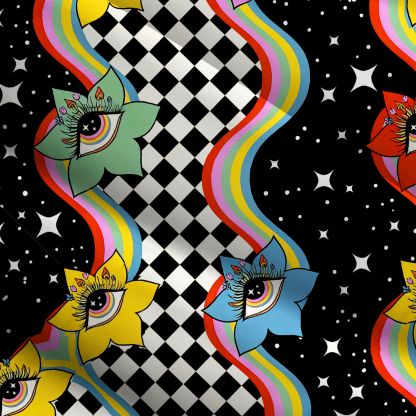 Purplehecate Enchanted Eye Blossom Wide Straps Maxi Dress