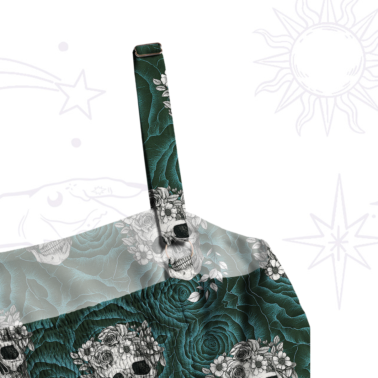 Purplehecate Rose Skull Wide Straps Maxi Dress