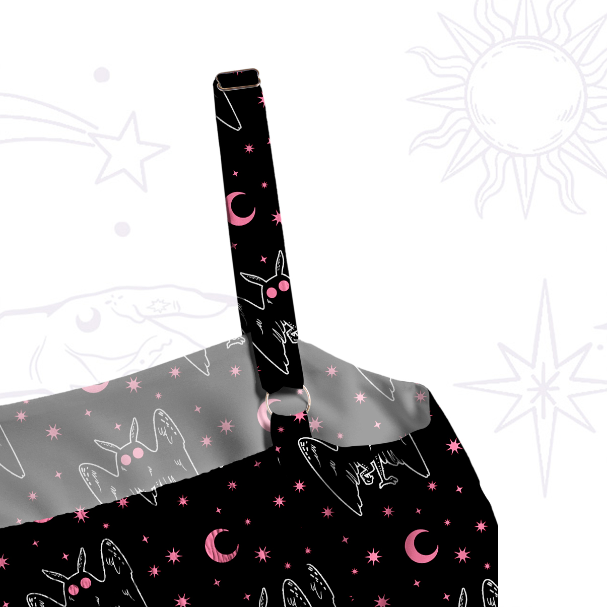 Purplehecate Witchy Mothman Night Wide Straps Maxi Dress