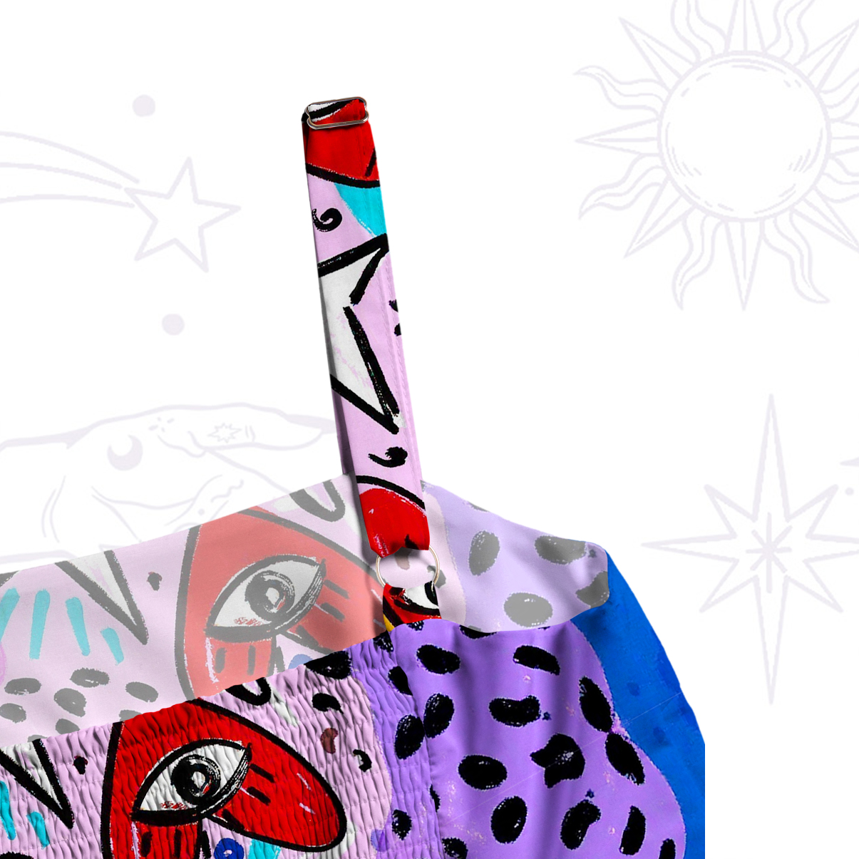 Purplehecate Cosmic Love Eyes Graffiti Wide Straps Maxi Dress