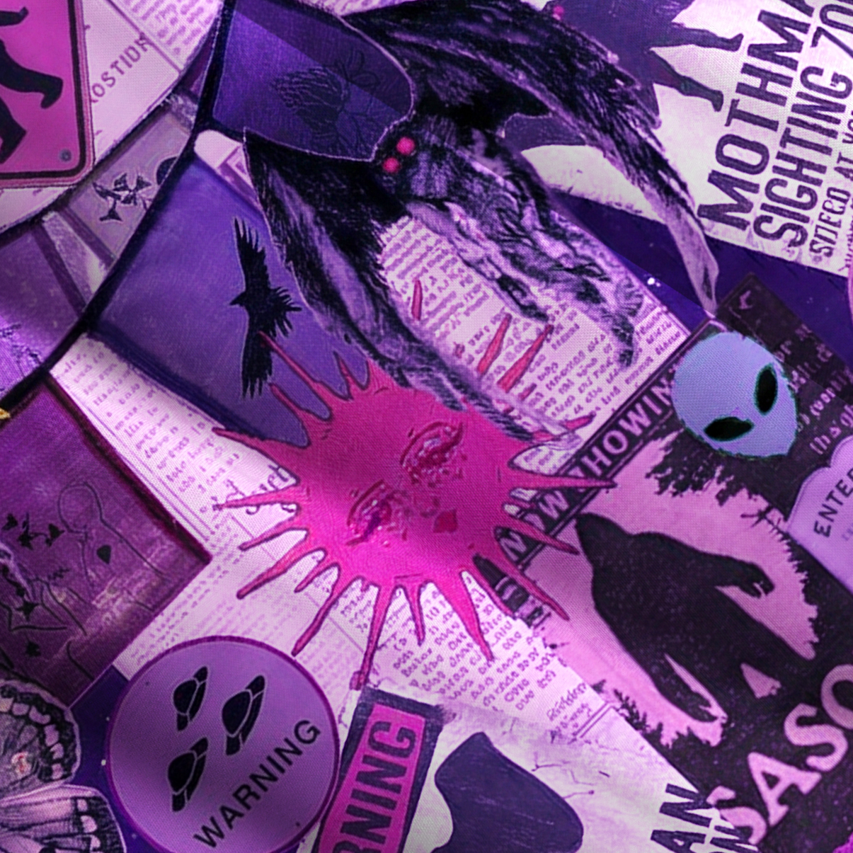 Purplehecate Cryptid Warning Collage Wide Straps Maxi Dress