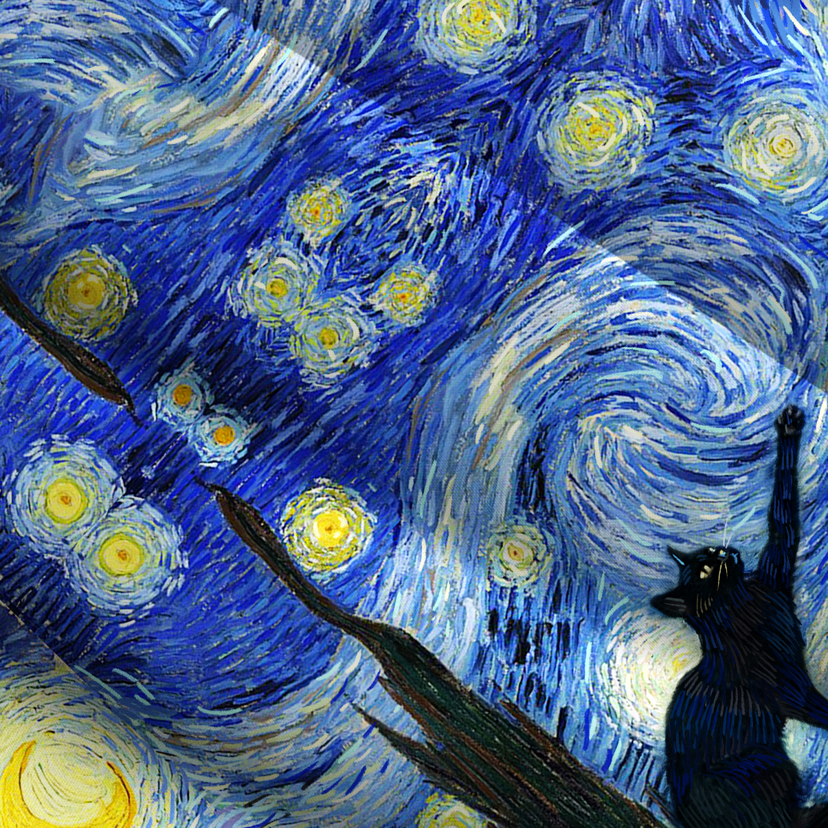 Purplehecate Witch Cat Under the Starry Night Wide Straps Maxi Dress