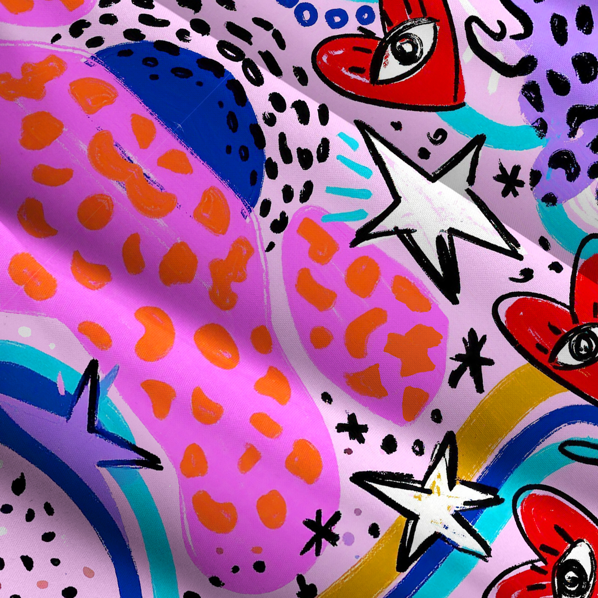 Purplehecate Cosmic Love Eyes Graffiti Wide Straps Maxi Dress