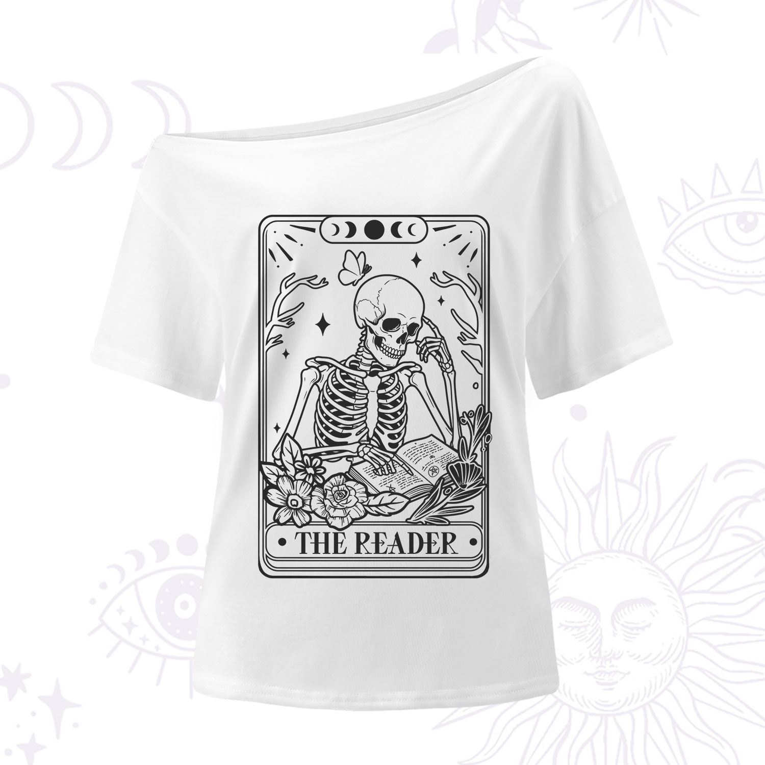 Purplehecate The Reader Tarot Skeleton One Shoulder T-Shirt