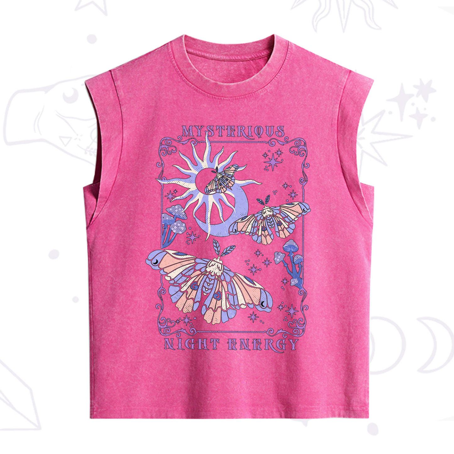 Purplehecate Mysterious Night Energy Moth Vintage Washed Tank