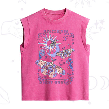 Purplehecate Mysterious Night Energy Moth Vintage Washed Tank