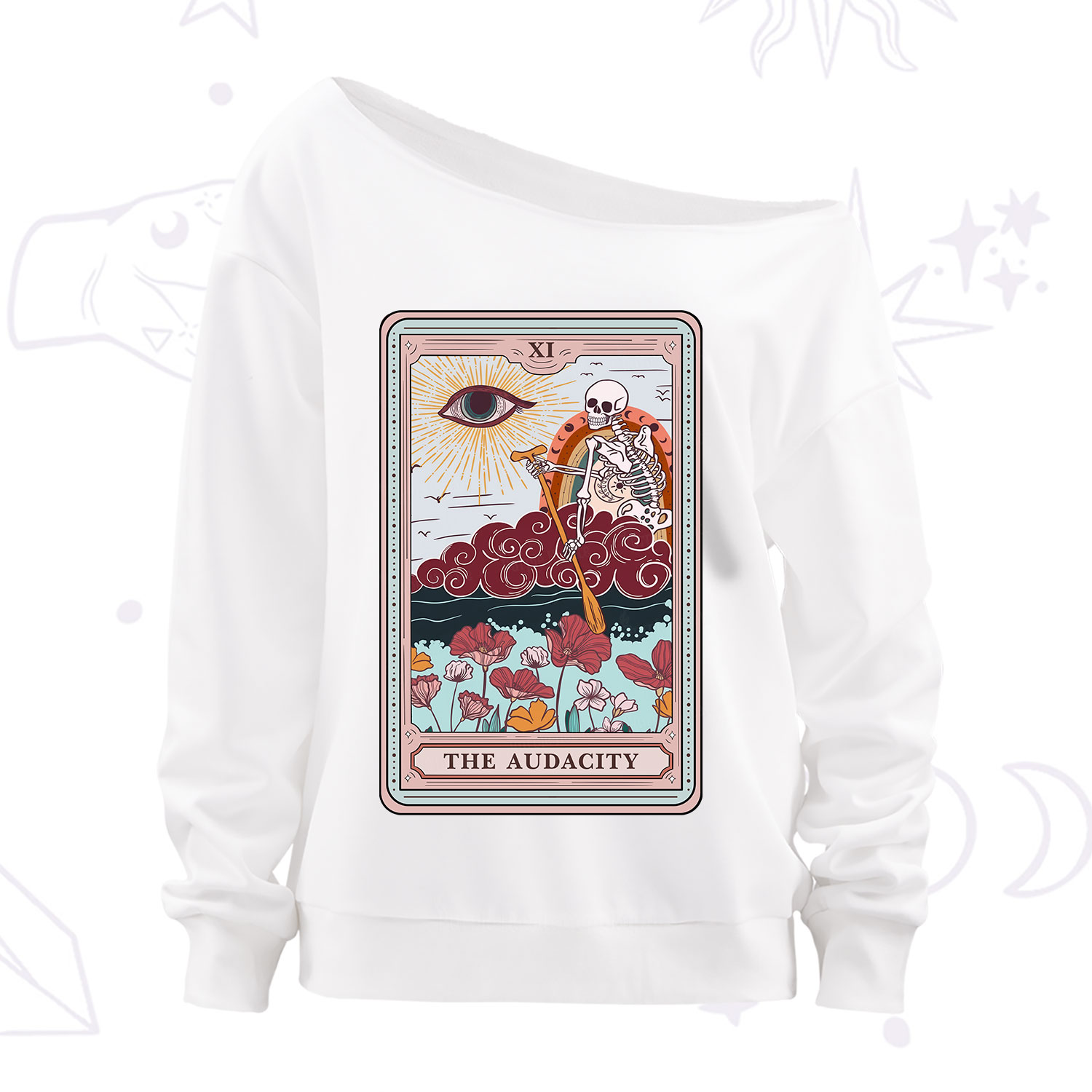 Purplehecate The Audacity Tarot Card Off The Shoulder Sweatshirt