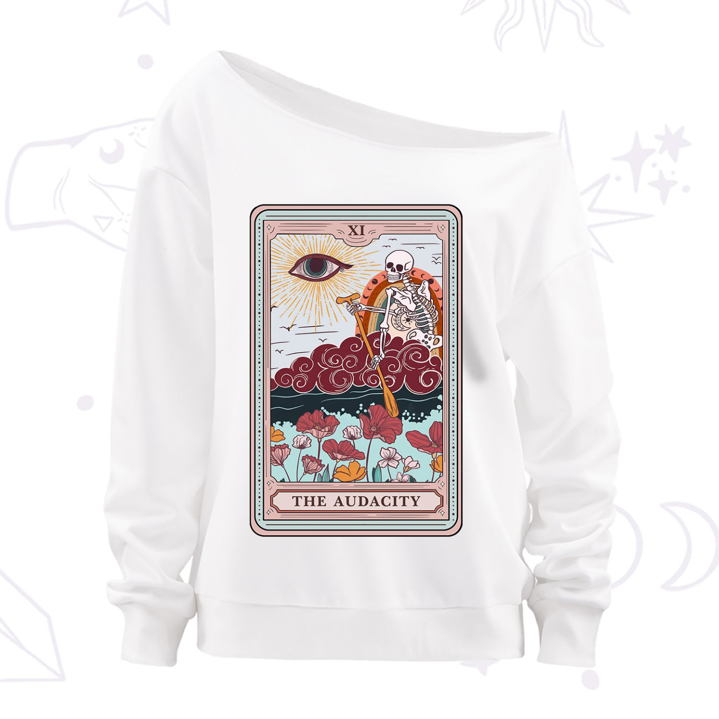 Purplehecate The Audacity Tarot Card Off The Shoulder Sweatshirt