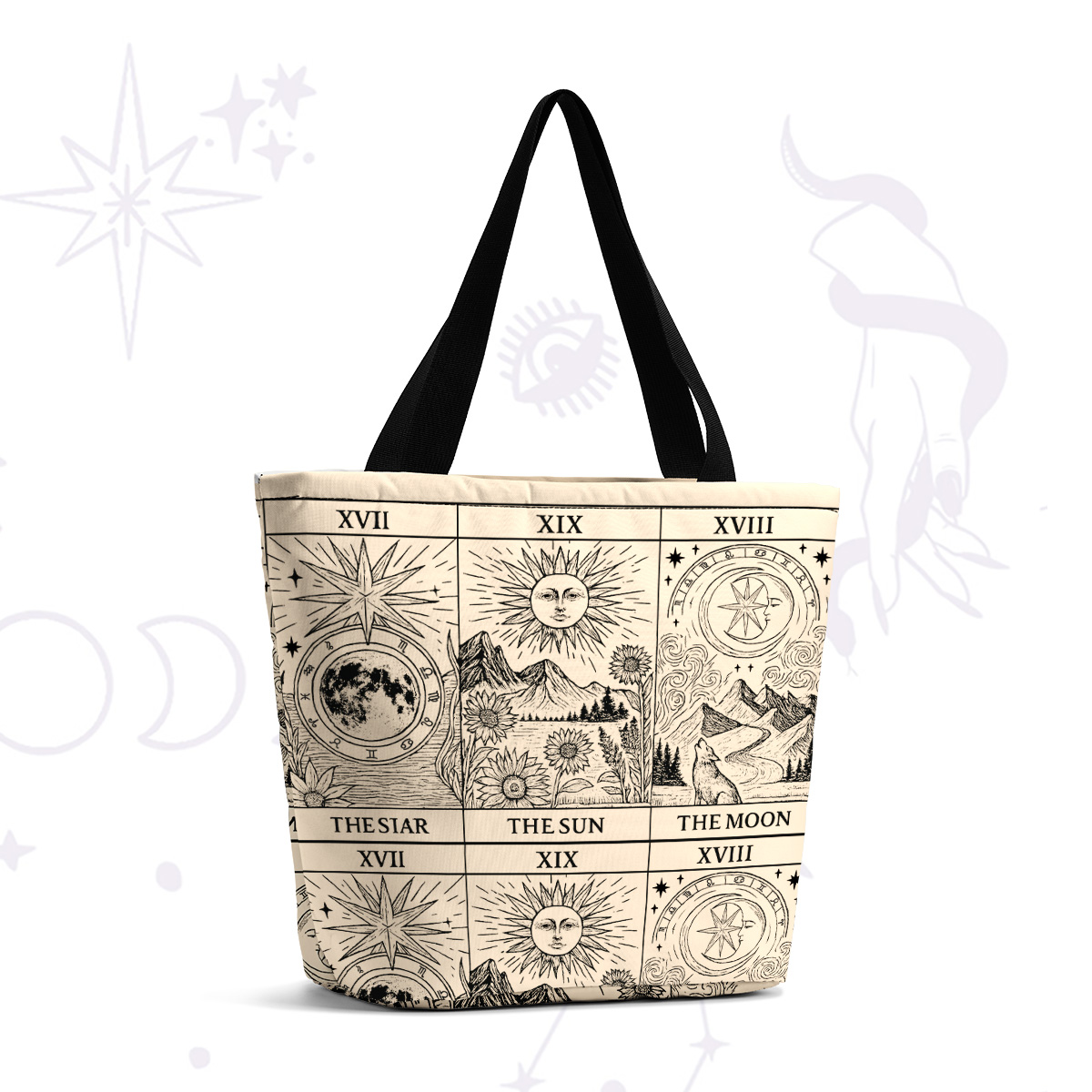 Purplehecate The Sun Moon Star Tarot Casual Tote Bag