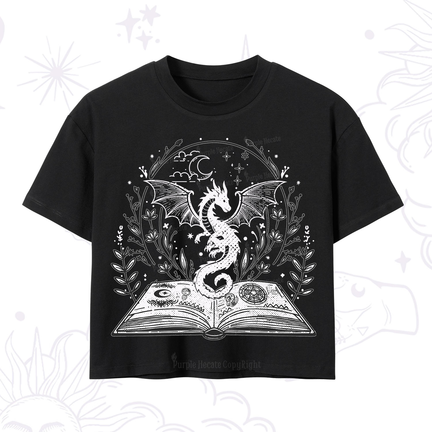 Purplehecate Magical Book Dragon Fantasy Crop T-Shirt