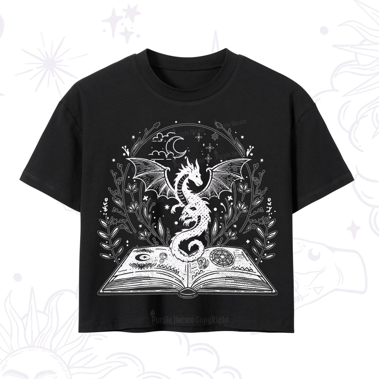Purplehecate Magical Book Dragon Fantasy Crop T-Shirt