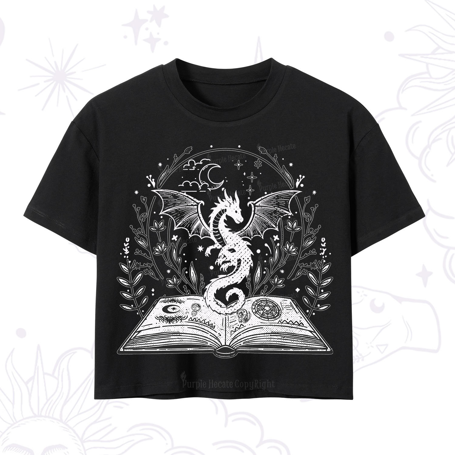 Purplehecate Magical Book Dragon Fantasy Crop T-Shirt