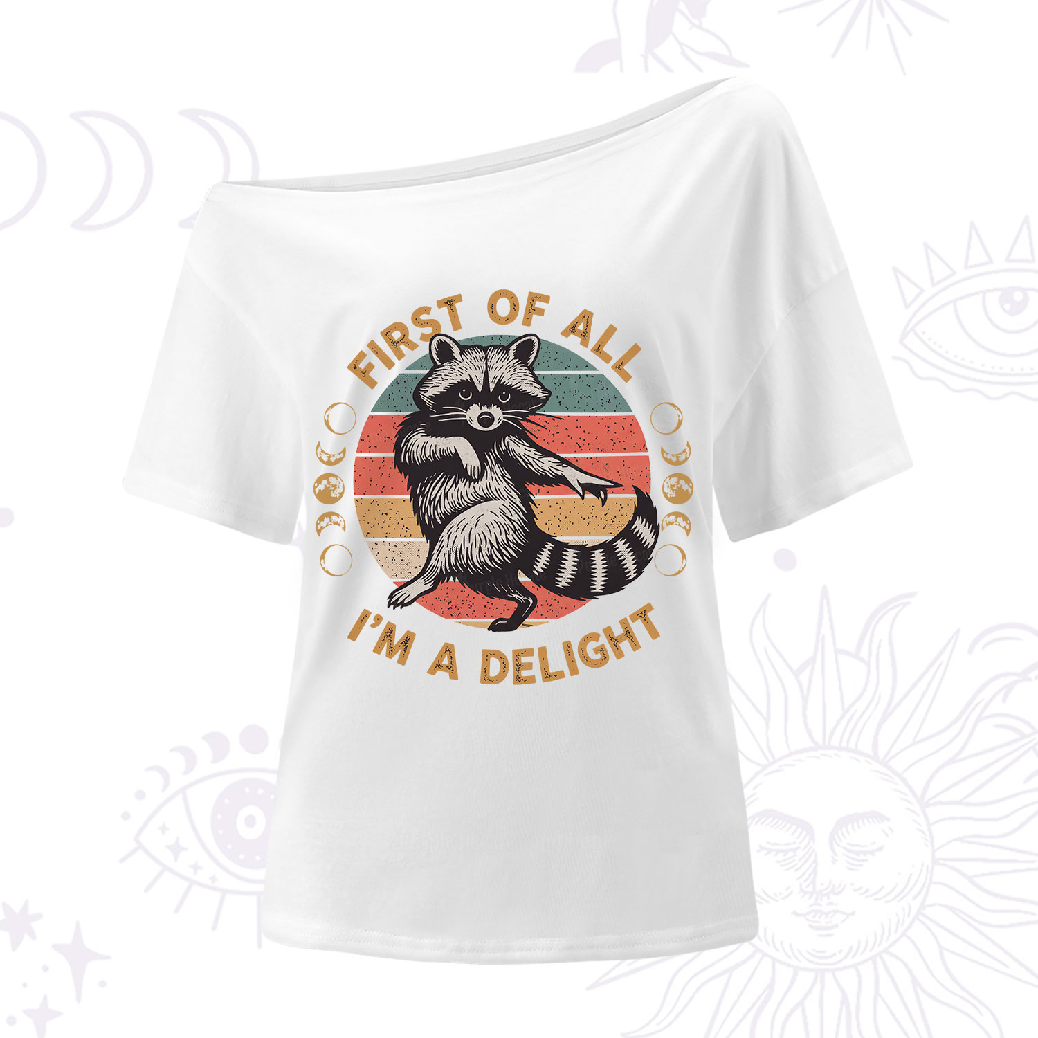 Purplehecate First of All I'm A Delight Raccoon One Shoulder T-Shirt