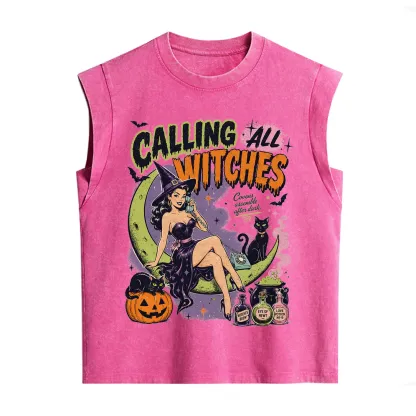 Purplehecate Calling All Witches Halloween Vintage Washed Tank