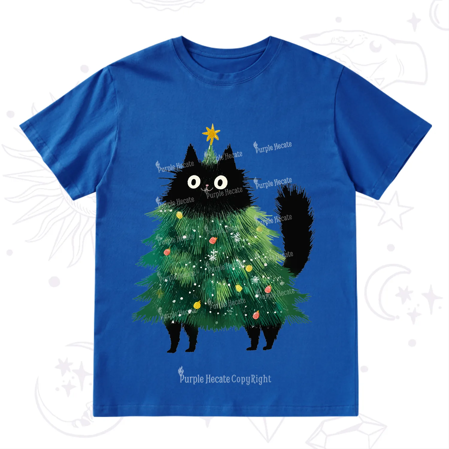 Purplehecate Black Cats Christmas Tree Christmas T-Shirt