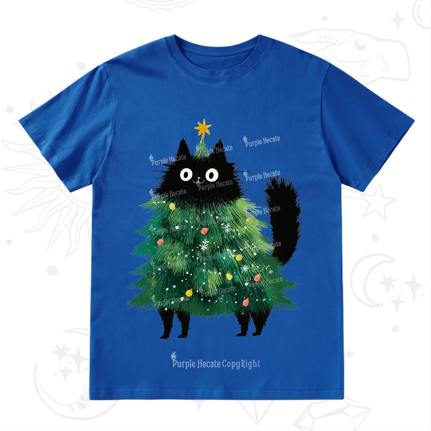 Purplehecate Black Cats Christmas Tree Christmas T-Shirt