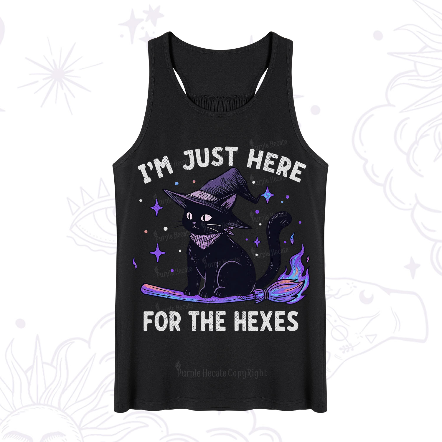 Purplehecate I'm Just Here for the Hexes Witch Cat Tank