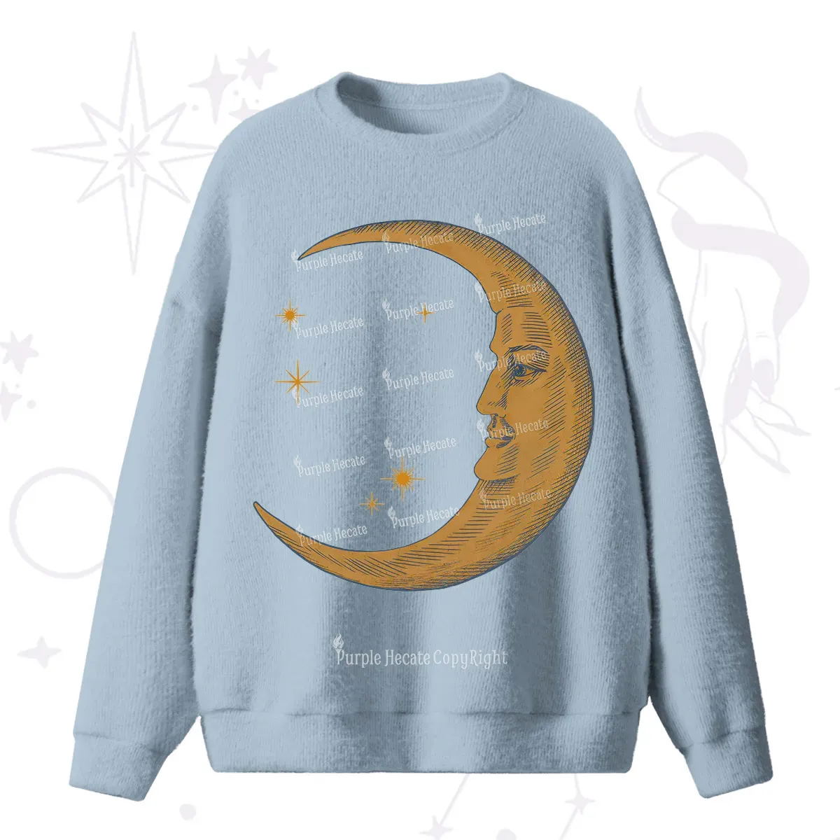 Purplehecate Celestial Moon Fuzzy Ugly Sweater