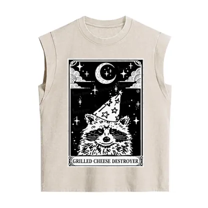 Purplehecate The Grilled Cheese Destroyer Tarot Raccoon Vintage Washed Tank