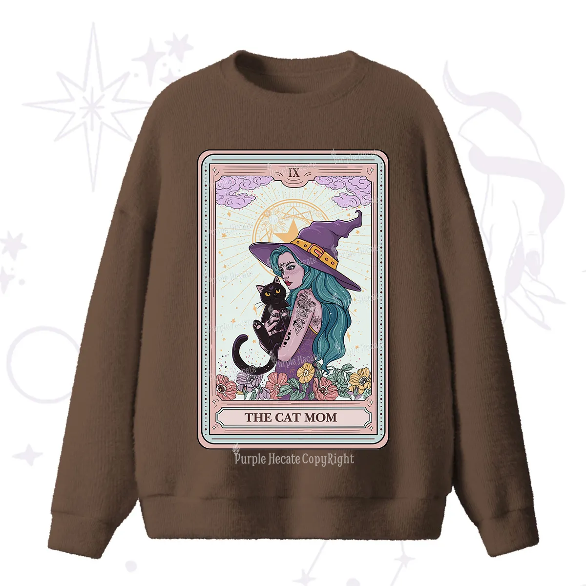 Purplehecate The Gothic Cat Mom Tarot Fuzzy Ugly Sweater
