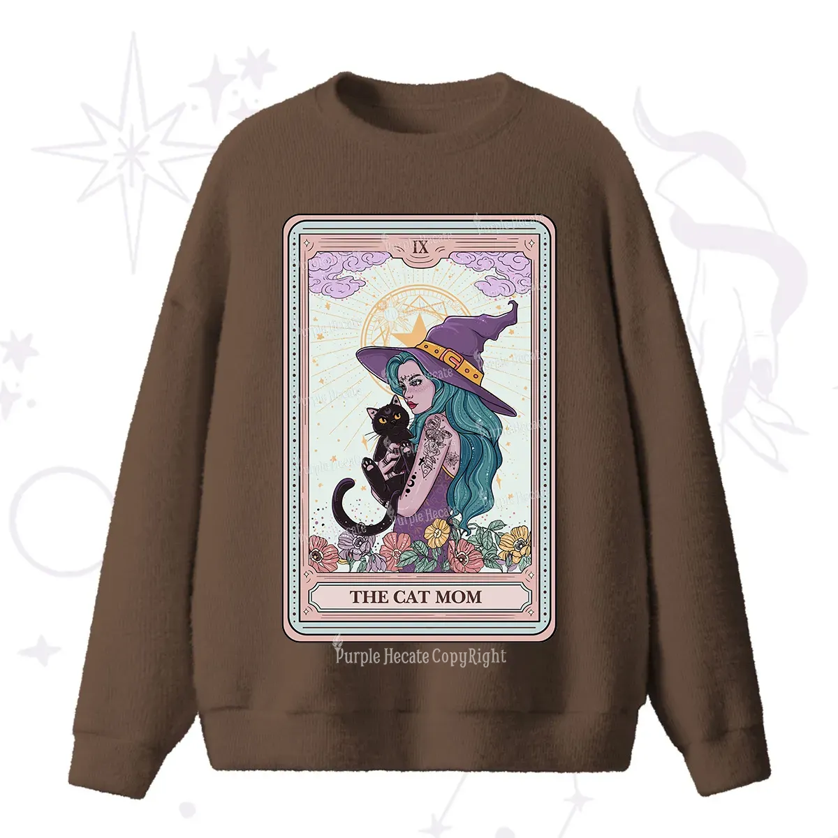 Purplehecate The Gothic Cat Mom Tarot Fuzzy Ugly Sweater