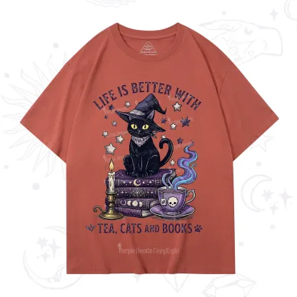 Purplehecate Life Is Better With Cats And Books T-Shirt