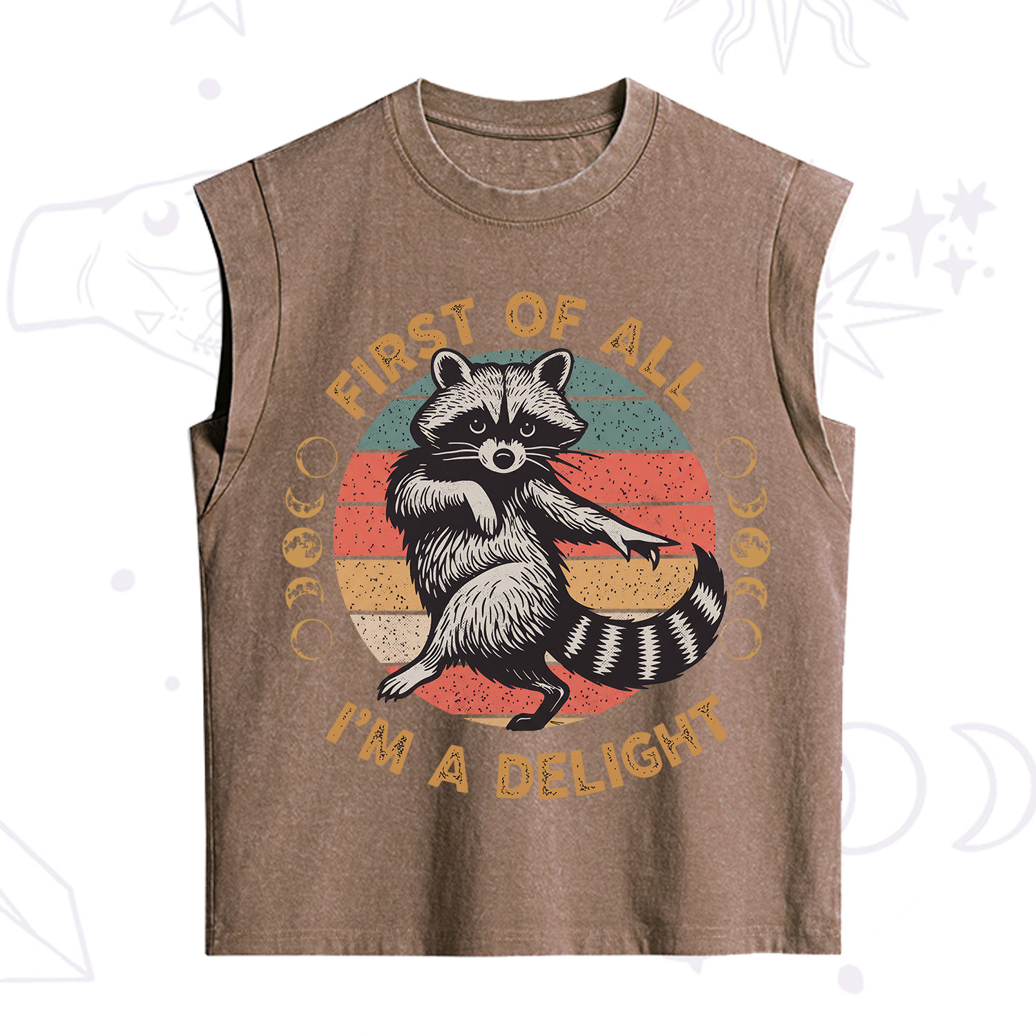 Purplehecate First of All I'm A Delight Raccoon Vintage Washed Tank