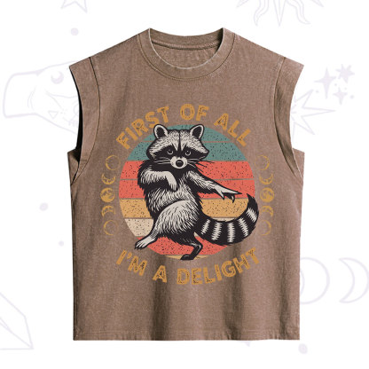 Purplehecate First of All I'm A Delight Raccoon Vintage Washed Tank